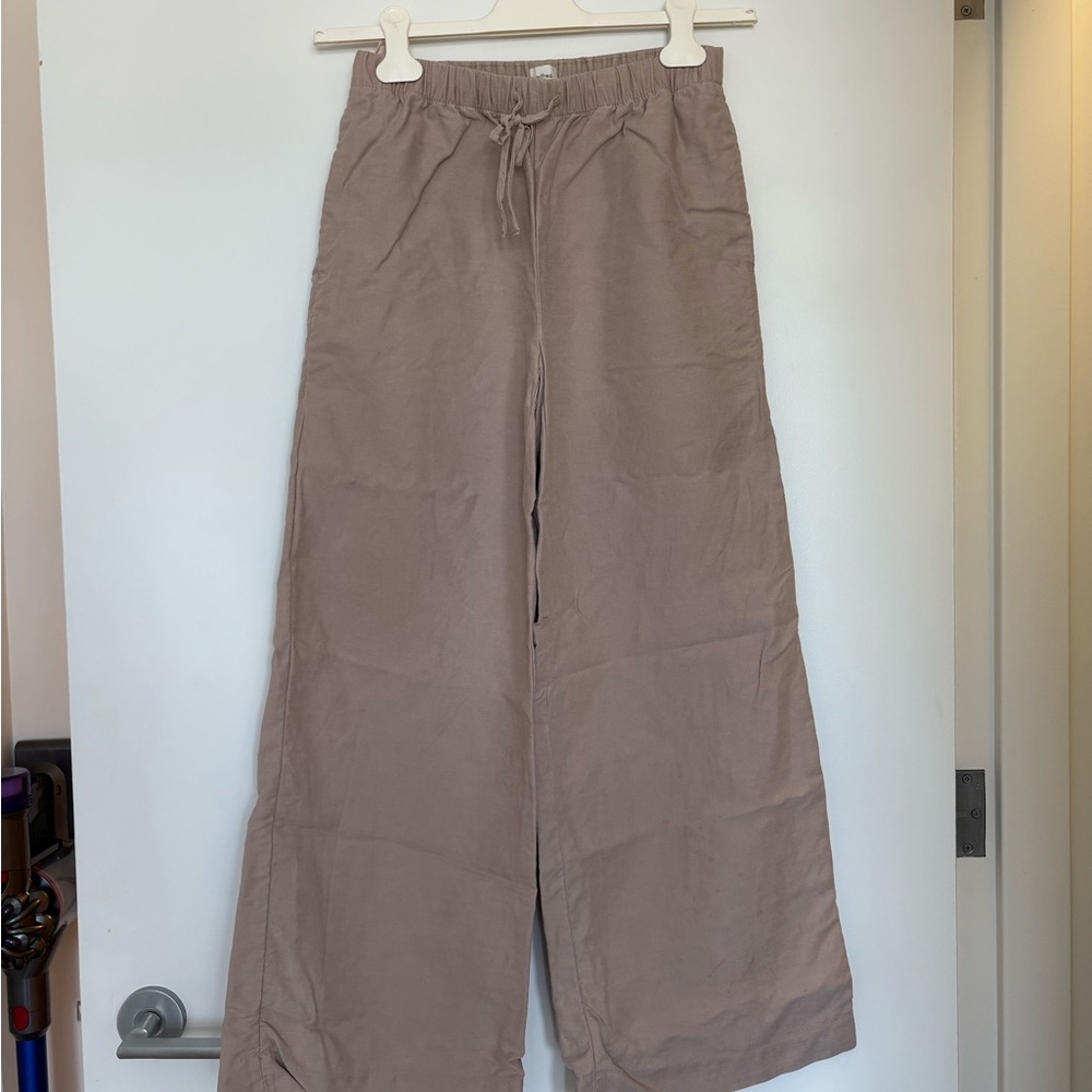 Wilfred Wide-Leg linen Drawstring Pants in Dusty Mauve